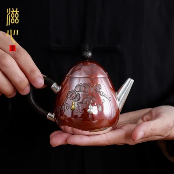 |Zi srdce dračie vajce, meď BaoFuLu striebra 999 čaj silver pot z čistého príručka tucet čajové kanvice